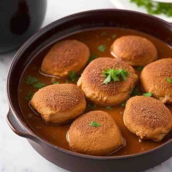 Тушеная курица с большим количеством лука
